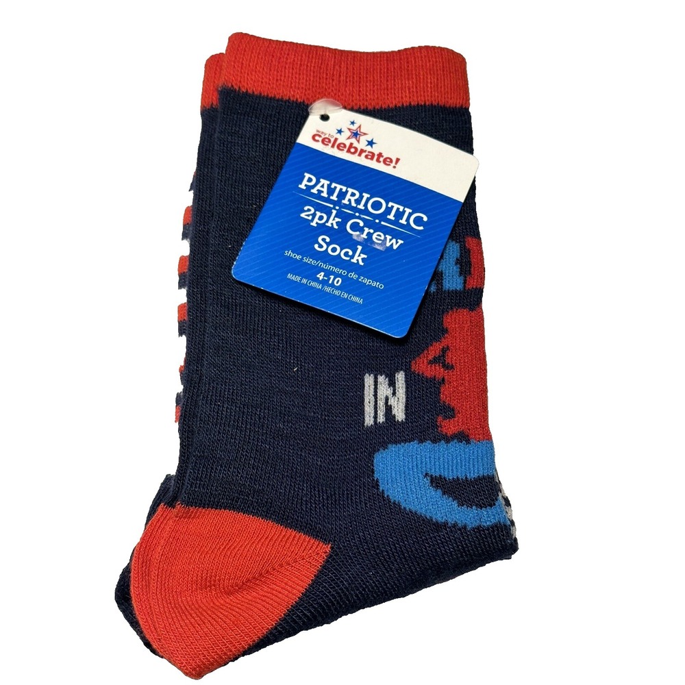 celebrate patriotic 2 pairs womens crew socks size 4 - 10